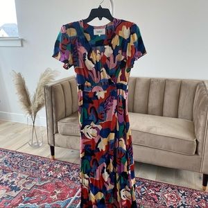 ba&sh multicolor woven maxi dress size 1